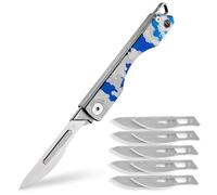 KeyUnity KK01LD Couteau Pliant en Titane, Couteau De Poche Utilitaire EDC Avec Lame Remplaçable #24, pour Chasse en Extérieur, Camping, Pêche(Laser Digital)