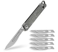 KeyUnity KK02 Couteau de poche Titanium Flipper, couteau pliant porte-clés à ouverture rapide avec #24 lames remplaçables pour un transport quotidien (motif Suminagashi)