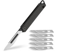 KeyUnity KK02BK Couteau de poche à rabat en titane, couteau pliant à ouverture rapide avec lames remplaçables #24 pour un transport quotidien