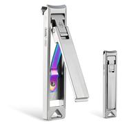 KeyUnity KN02 Coupe-ongles pliable en acier inoxydable avec récipient de récupération pour porte-clés, cadeau de voyage et EDC, pour homme et femme