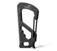 KeyUnity KS00 Mousqueton multifonction en acier inoxydable 7 outils en 1, fermoir à dégagement rapide, clé, tournevis cruciforme, tournevis plat, décapsuleur, règle, porte-clés (PVD Noir, Petit)