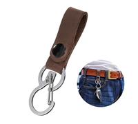 KeyUnity KS03 Organisateur de clés de ceinture en cuir, mousqueton à dégagement rapide, clip de porte-clés avec bouton de fixation en cuir véritable, porte-clés en forme de B Outil EDC 420 Argent