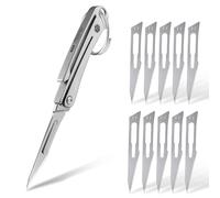 KeyUnity Mini Titane Scalpel Couteau avec #11 Interchangeables Lames EDC Utilitaire Pliant Couteau avec Poche Clip pour Camping Pêche Randonnée (KK07 Gris)