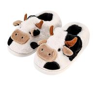 KEYUSHOP Pantoufles pour enfants filles et garçons pour tout-petits - Chaussons d'hiver chauds en peluche - Confortables - Pour l'intérieur et l'extérieur, vache, 23/24 EU