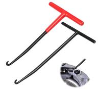 keyxer 2 Pcs Tire Ressort Crochet Outil,Ressort Echappement Moto,Tire ressort,crochet en métal, crochet en T, extracteur de poignée en T avec revêtement en caoutchouc, outil de moto
