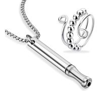 keyxer 2 Pièces Collier Respiration Anti Tabac et Anneau d'anxiété, colliers de respiration consciente, Anneau de Fidget, Collier respiratoire en chaîne pour Arrêter de Fumer, Anti Tabac pour Hommes