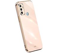 KEYYO Coque pour Oppo A53 | A53S, Housse de Protecte Souple TPU Silicone, Placage Bord Doré Ultra Thin Étui - Rose