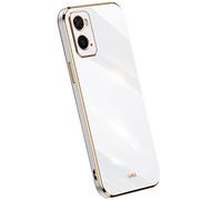 KEYYO Coque pour Oppo A96 / Oppo A76 / Oppo A36, Housse de Protecte Souple TPU Silicone, Placage Bord Doré Ultra Thin Étui - Blanche