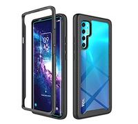 KEYYO Coque pour TCL 20 Pro, Etui Transparente Antichoc PC+TPU Housse Silicone Bumper Case Cover - Noir