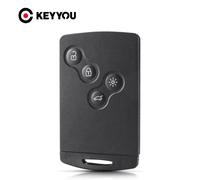 KEYYOU 1 pièces coque de clé 4 boutons pour Renault Laguna Koleos Megane Fob télécommande étui pour e carte intelligente avec insérer petite lame de clé Model 1 Half Smart