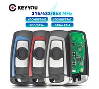 KEYYOU 3/4 boutons télécommande porte-clés pour BMW 5 7 F série FEM/BDC,CAS4,CAS4 + 2012-2017 YGOHUF5662/YGOHUF5767 315/433/868Mhz nouveau Blue 3 Buttons