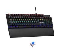 Keyz Carbon Ex - Clavier Mécanique Azerty Switch Bleu - Clavier Gaming Rétroéclairage LED RGB, Anti-ghosting Total, 12 Touches multimedias -
