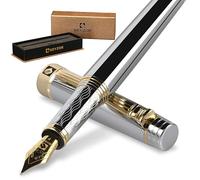 KEYZOR Ensemble de stylo-plume, en argent, avec plume fine plaquée or 24 carats, convertisseur d'encre, meilleur cadeau pour hommes et femmes, managers, cadres