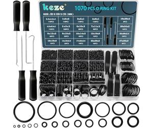 KEZE 1070 pièces Kit assortiment de joints toriques de 20 tailles avec pic et crochet pour réparation de robinets de lave-linge à pression, diamètre extérieur : 4,5 mm à 33 mm