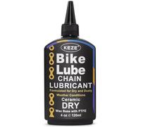 KEZE Lubrifiant chaîne vélo C3 Dry Lube céramique PTFE, 120 ml | Formulé pour temps sec, il réduit frottements, bruit et usure tout en assurant une lubrification propre et durable.