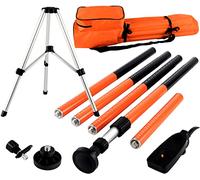 KEZERS Perche de niveau laser réglable de 12 pi/3,7 m avec trépied, Support de Poteau Télescopique 1/4" x 20" pour Laser Rotatif et Niveau Laser, Télescopique pour Laser avec adaptateur fileté 5/8"-11