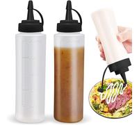 Kezidhp 2 Bouteilles Souples Transparentes 350ml - Pour Condiments, Sauces, Huile et Peinture - Flacons de Cuisine Pratiques avec Bouchon Étanche (Lot de 2)