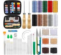 Kezidhp 57 Pièces Kit de Couture en Cuir, Kit de Réparation pour Cuir, Comprend Aiguilles, Alènes, Fil et Outils, Kit Polyvalent pour Couture et Réparations DIY
