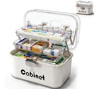 Kezidhp Boite Pharmacie 3 Étages, Grande Capacité boite medicaments | Organisation claire, Plastique PP anti-choc, Construction étanche anti-humidité, Poignée ergonomique, Pour maison, voiture