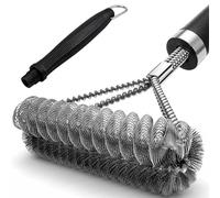Kezidhp Brosse de Nettoyage pour Barbecue en Acier Inoxydable - Manche Long Isolant 45.5cm avec Grattoir Intégré - Nettoyage 360° des Grilles (Gaz, Charbon de Bois, Cuisson Extérieure)