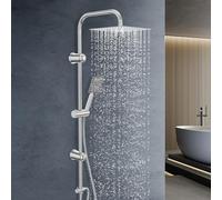 Kezidhp Colonne de Douche sans Mitigeur, Colonne de Douche Complète, Plafonnier de Pluie & Douchette Mains Libre 30x30cm en Acier Inoxydable, Montage Murale, Pour Salle de Bain contemporaine (25x25cm)