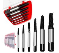Kezidhp Ensemble de 6 Extracteurs de Vis - Outil Professionnel en Acier Trempé pour Vis, Tuyaux et Boulons, Taille M3-M25, Tige Carrée Compatible Perceuse, Extracteurs à Gauche