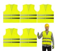 Kezidhp Gilet de Sécurité Jaune Haute Visibilité 5PCS - Veste Réfléchissante Certifiée pour Conducteurs, Travailleurs BTP, Cyclistes - Conforme aux Normes Européennes
