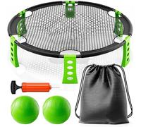 Kezidhp Kit Roundnet Premium - Jeu d'Extérieur Complet | Anti-choc, Inclure 2 Balls, Pompe, Filets Renforcés, Sac de Transport & Accessoires - pour Plage, Pelouse, Jardin & Parc