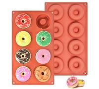 Kezidhp Lot de 2 Moules à Donuts Anti-Adhésifs en Silicone Platine - 8 Cavités Réutilisables (Bagels, Muffins, Cookies, Pâtisseries) - Résistants Haute Température (240°C), Lavables au Lave-Vaisselle
