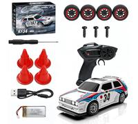 KF34 Voiture de dérive télécommandée à l'échelle 1:43, 2,4 G 4WD haute vitesse avec pneus interchangeables et lumières LED pour les amateurs - RTR