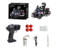 KF35 Trike de dérive RC à l'échelle 1:43, 2,4 G 3 WD avec télécommande d'accélérateur d'huile avec lumières LED et figurine pour adultes