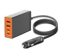 KFD Station de Charge USB C Voiture Chargeur pour MacBook Air 13" 15" M4 2025 2024 Pro 16" 14" Surface Book 3 DC 12V-24V Allume-Cigare PD3,1 156W 140W 100W 96W 90W 65W 60W 40W Multi-Ports