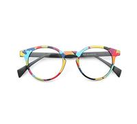 Kfdzsw Lunettes Monture Ronde Femmes Hommes Montures Lunettes Colorées Vintage Plein Jante RX TR Noir Arc-en-ciel (Couleur de la Monture : C9)