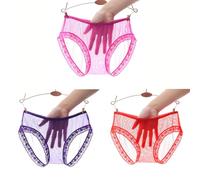 KFEXLYNG Lot de 3 Culottes en Dentelle pour Femme - Culottes Sexy et Douces - Confortables - pour Femme - pour Une Vision Sexy (FR/ES, Alpha/Lettres, TG, Taille Normale, Taille Normale, Rouge)