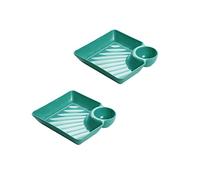 KFGISD, Assiettes à dîner divisées, assiette de contrôle du régime, assiettes à dîner, assiettes carrées de 7,2 pouces for dessert, salade, sushi, fruits, légumes, collations,Assiettes(2*green)