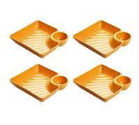 KFGISD, Assiettes à dîner divisées, assiette de contrôle du régime, assiettes à dîner, assiettes carrées de 7,2 pouces for dessert, salade, sushi, fruits, légumes, collations,Assiettes(4*organ)