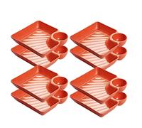 KFGISD, Assiettes à dîner divisées, assiette de contrôle du régime, assiettes à dîner, assiettes carrées de 7,2 pouces for dessert, salade, sushi, fruits, légumes, collations,Assiettes(8SET red)