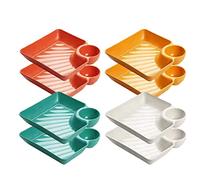 KFGISD, Assiettes à dîner divisées, assiette de contrôle du régime, assiettes à dîner, assiettes carrées de 7,2 pouces for dessert, salade, sushi, fruits, légumes, collations,Assiettes(8SET)
