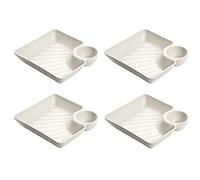 KFGISD, Assiettes à dîner divisées, assiette de contrôle du régime, assiettes à dîner, assiettes carrées de 7,2 pouces for dessert, salade, sushi, fruits, légumes, collations,Assiettes(4*white)