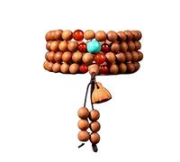 KFGISD, Bracelet de Perles de prière Bouddhiste, Bracelet de Perles, Perles de prière, Collier de Perles de Bois de Santal Authentique Indien,Chapelet(B)