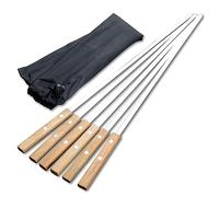 KFGISD, Brochettes à kebab, brochettes de barbecue de 57 cm à long manche, bâtonnets de barbecue Shish Kebab, fourchette à barbecue en bois, gril extérieur en acier inoxydable ，Brochettes(6pcs)