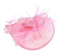 KFGISD, Chapeau bibi en maille for femme, accessoire de coiffure for mariage, cocktail, thé, fête, fleur unie, plumes, pince à cheveux,Chapeau cocktail(Pink)