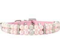 KFGISD, Collier de Luxe for Chien, Fait à la Main, en Perles, réglable, en Cuir PU, élégant, avec Strass en Cristal ，Colliers pour Chiens(Pink 2,S)