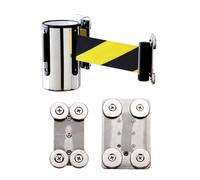 KFGISD, Cordon de sécurité magnétique fixe 2/3/5 m, jaune et noir, fixation murale, avec boîtier en acier inoxydable,Ruban de barrière rétractable(5M/16.4FT)