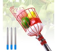 KFGISD, Cueilleur de Fruits en Acier Inoxydable avec Coussinet de Protection en Mousse, idéal for la cueillette d'avocats, d'abricots, de poires et d'orangers.,Perche à Fruits(1.2m)