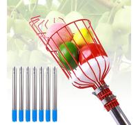 KFGISD, Cueilleur de Fruits en Acier Inoxydable avec Coussinet de Protection en Mousse, idéal for la cueillette d'avocats, d'abricots, de poires et d'orangers.,Perche à Fruits(2.8m)