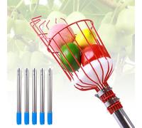 KFGISD, Cueilleur de Fruits en Acier Inoxydable avec Coussinet de Protection en Mousse, idéal for la cueillette d'avocats, d'abricots, de poires et d'orangers.,Perche à Fruits(2m)