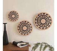 KFGISD, Ensemble de 3 paniers muraux bohèmes Suspendus Faits à la Main en jonc de mer, rotin, Osier, paniers Ronds tissés, Style côtier,Décorations en rotin
