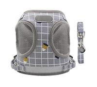 KFGISD, Ensemble Harnais et Laisse réfléchissants for Chien et Chat, en Maille Nylon Grise, Gilet et Laisse for Chien, vêtements for Animaux de Compagnie,Harnais pour Chien(XS)