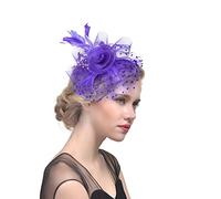 KFGISD, Fascinators Femmes Fleur Maille Rubans Plumes Chapeau Coiffe Ou Un Clip Cocktail Thé Fête Chapeaux,Chapeau cocktail(E)